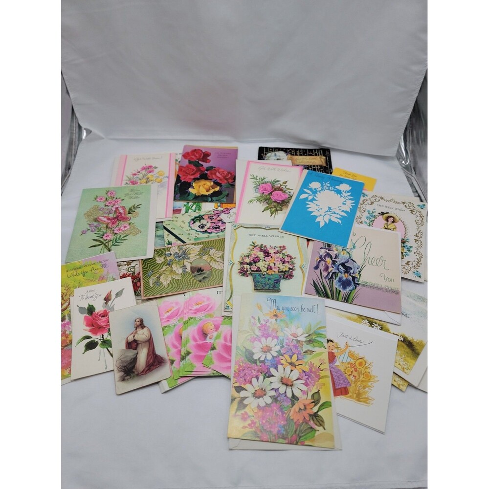Vintage Greeting Cards Lot Random Mix Most Unmarked Ephemera, Scrapbooking Ect